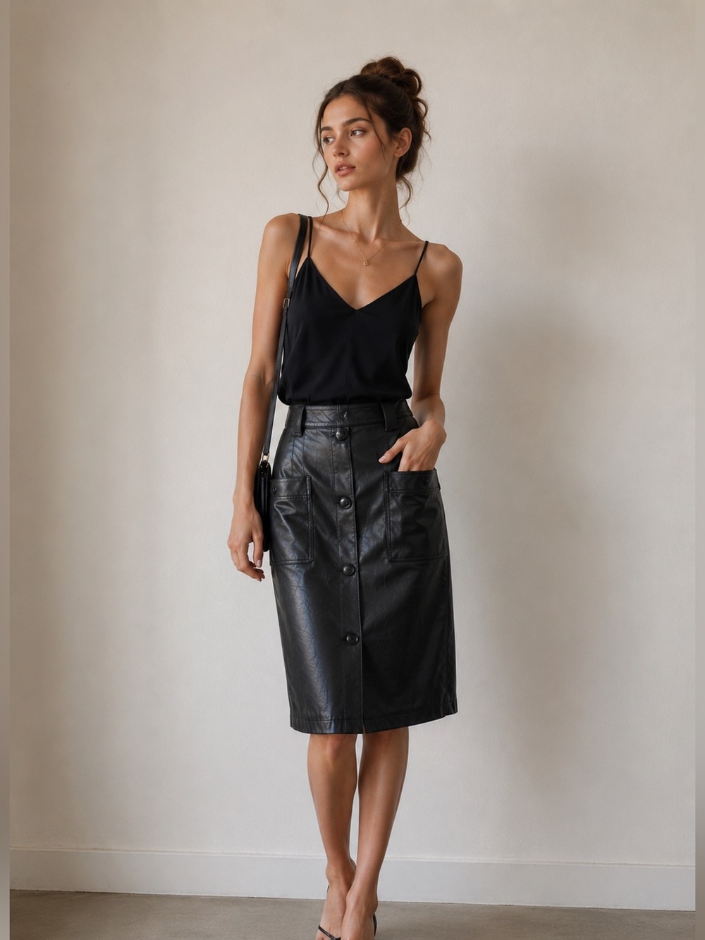Vintage Malisy made in Italy leather midi skirt